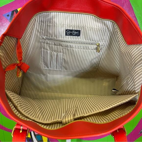 Jessica Simpson, Red Tote Bag Padded Laptop Compartment. PVC. Excellent cond! - Picture 6 of 10